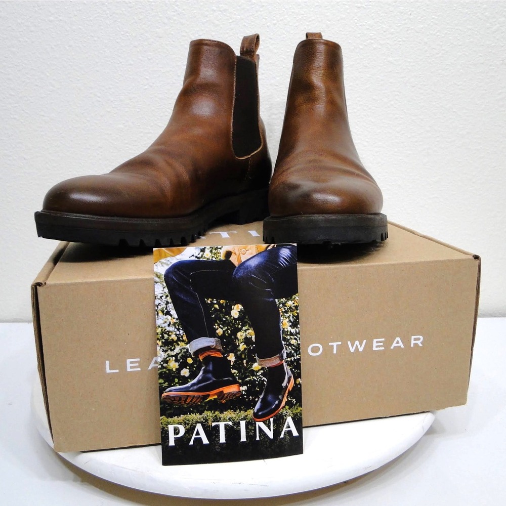 Patina AP Chelsea Boots Highland Brown Leather Lug Sole Mens 9.5 BMCHLHBR95E‎